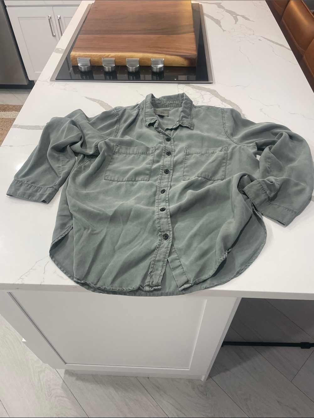 Universal Thread Washed Sage Button-Down Shirt - Picture 3 of 7